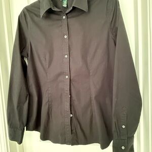 Ralph Lauren Women's Slim Fit Black Button Down Shirt